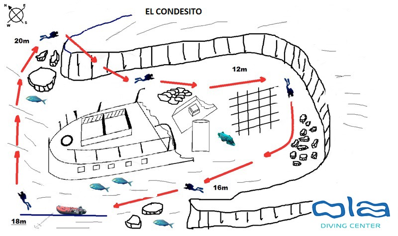 El Condesito wreck map